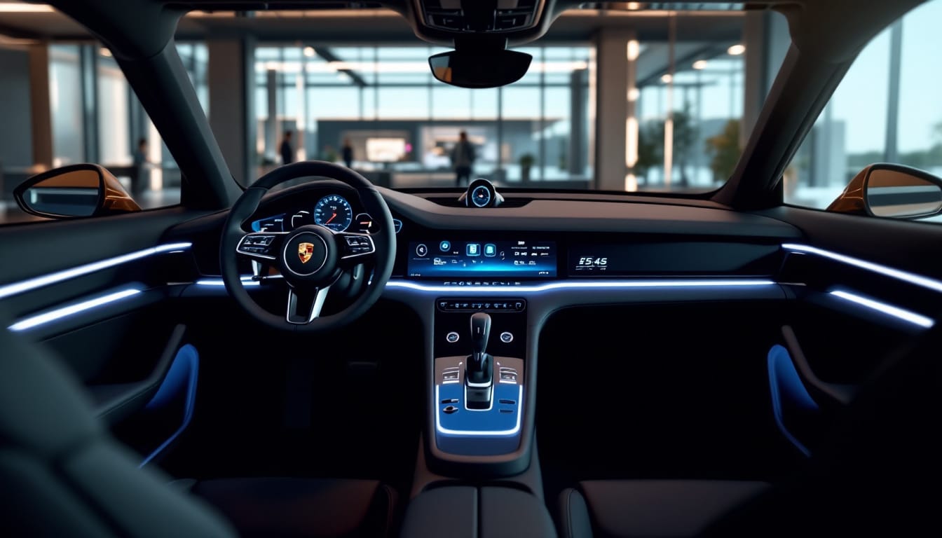 découvrez l'intérieur de la porsche taycan alliant design élégant et technologies innovantes pour une expérience de conduite unique.